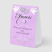 Plaque De Table Doves & Hearts Favors - Lavande Perle/Argent (Recto)