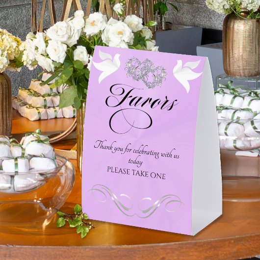 Plaque De Table Doves & Hearts Favors - Lavande Perle/Argent