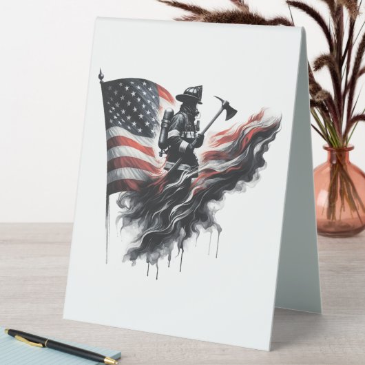 Plaque De Table Drapeau américain. Pompier (En SItu (Tableau))