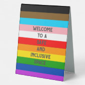 Plaque De Table Drapeau arc-en-ciel de fierté progressiste personn (Verso)