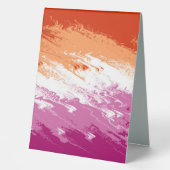 Plaque De Table Drapeau de fierté lesbienne abstrait trippy ondulé (Recto)