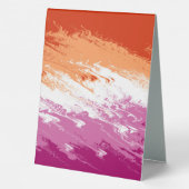 Plaque De Table Drapeau de fierté lesbienne abstrait trippy ondulé (Verso)