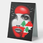 Plaque De Table Drapeau et carte du Liban sur le visage de la fill (Recto)