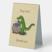 Plaque De Table Drôle alligator vert cuisine dessin animé (Verso)