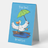 Plaque De Table Drôle canard avec parapluie dessin animé (Verso)