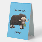 Plaque De Table Drôle dessin animé de boeuf musqué (Verso)