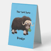 Plaque De Table Drôle dessin animé de boeuf musqué (Recto)