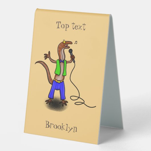 Plaque De Table Drôle lézard chantant avec bande dessinée de micro (Recto)