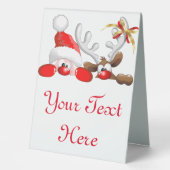 Plaque De Table Drôle Père Noël et Reindeer Cartoon (Recto)