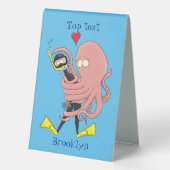 Plaque De Table Drôle pieuvre embrasse plongeur dessin animé humou (Verso)