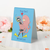 Plaque De Table Drôle pieuvre embrasse plongeur dessin animé humou (In SItu (Mariage))