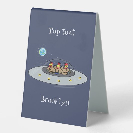 Plaque De Table Drôle poule dans l'espace dessin animé (Recto)
