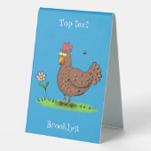 Plaque De Table Drôle poulet rustique whimsical dessin animé (Verso)