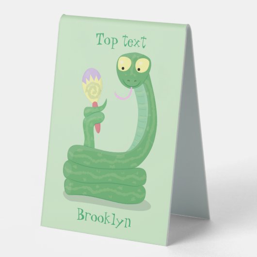 Plaque De Table Drôle serpent vert avec caricature maraca (Recto)