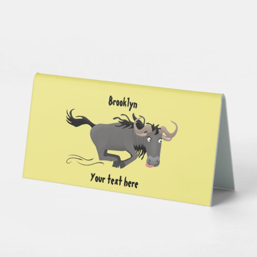 Plaque De Table Drôle wildebeest tourner dessin animé illustration (Recto)