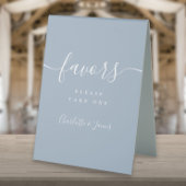 Plaque De Table Dusty Bleu Élégant Script Mariage Faveurs Table