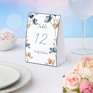 Plaque De Table  Dusty Blue Beige Botanical Modern Wedding