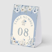 Plaque De Table Dusty Blue Boho Wildflower Wedding Table Number (Verso)