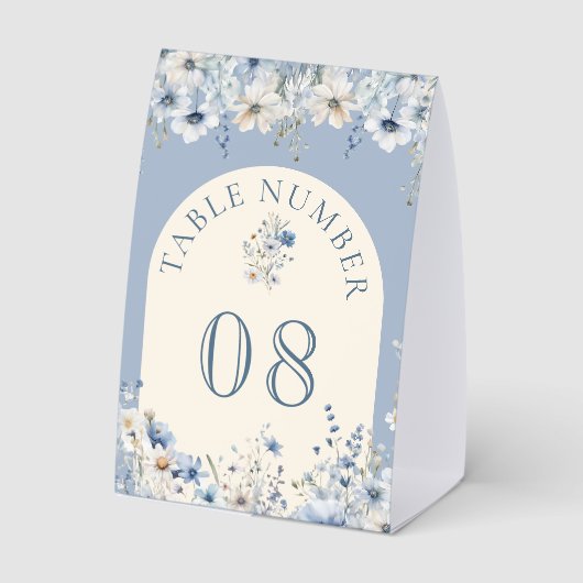 Plaque De Table Dusty Blue Boho Wildflower Wedding Table Number (Verso)