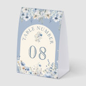 Plaque De Table Dusty Blue Boho Wildflower Wedding Table Number (Recto)