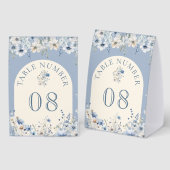 Plaque De Table Dusty Blue Boho Wildflower Wedding Table Number (Recto/verso)