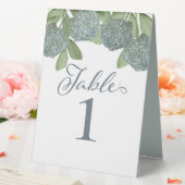 Plaque De Table Dusty Blue Botanical Calligraphy Elégante Réceptio (In SItu (Mariage))