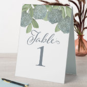 Plaque De Table Dusty Blue Botanical Calligraphy Elégante Réceptio (En SItu (Tableau))