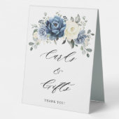Plaque De Table Dusty Blue Navy Ivory Floral Cartes et cadeaux (Verso)