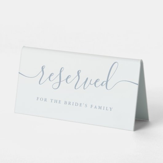 Plaque De Table Dusty Blue Script Mariage Réservé (Recto)