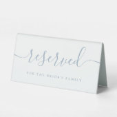 Plaque De Table Dusty Blue Script Mariage Réservé (Verso)