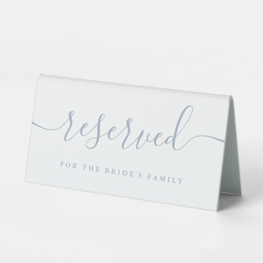 Plaque De Table Dusty Blue Script Mariage Réservé (Verso)