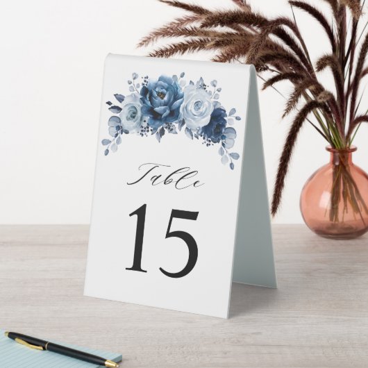 Plaque De Table Dusty Blue Slate Navy Floral Botanal Mariage (En SItu (Tableau))