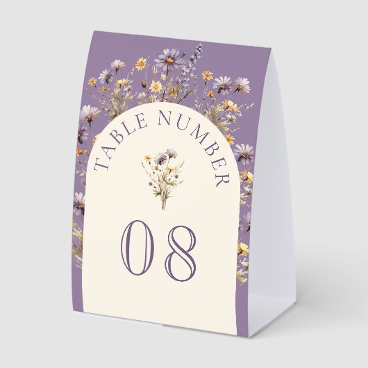 Plaque De Table Dusty Purple Boho Wildflower Wedding Table Number (Recto)