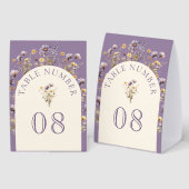Plaque De Table Dusty Purple Boho Wildflower Wedding Table Number (Recto/verso)