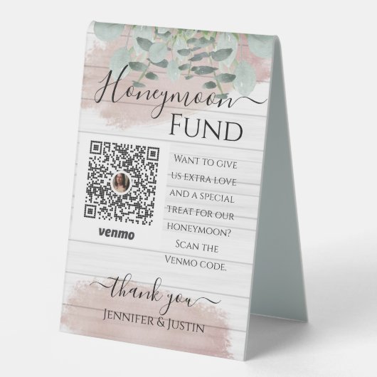 Plaque De Table Dusty Rose Mariage couleurs Réception Venmo Code (Recto)