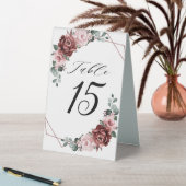 Plaque De Table Dusty rose Rose floral Mariage géométrique (En SItu (Tableau))