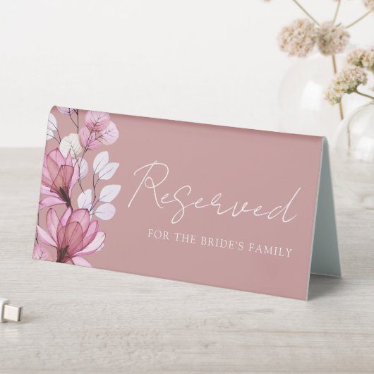 Plaque De Table Dusty Rose Transparent Floral Réservé (En SItu (Tableau))
