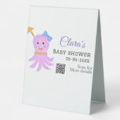 Plaque De Table Eau bleu violet octopus baby shower mer ani (Verso)