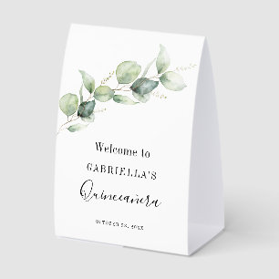 Plaque De Table Eau de Eucalyptus Élégante Aquarelle 15e Anniversa
