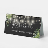 Plaque De Table Éclairage à cordes vertes Mariage noir réservé (Recto)