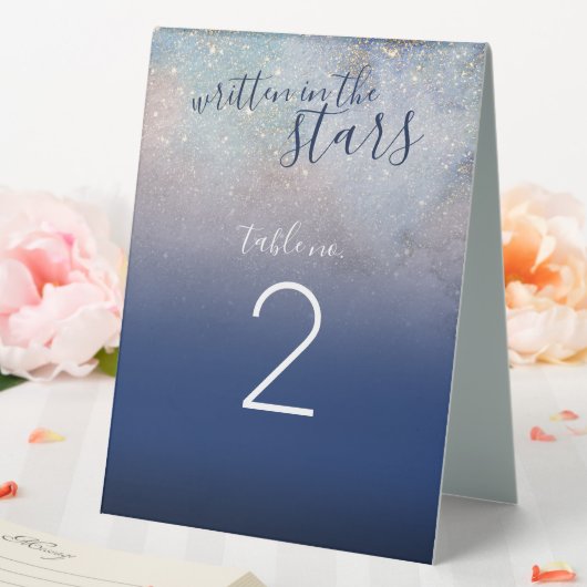 Plaque De Table Écrit dans les étoiles Celestial Navy Galaxy Maria (In SItu (Mariage))