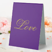 Plaque De Table Écriture couleur or amour calligraphie violette (In SItu (Mariage))