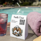 Plaque De Table Editable Chef Stars Ribbon Leaves QR Code Menu (InVersositu (sur table))