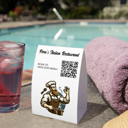 Plaque De Table Editable Restaurant QR Code Menu (InVersositu (sur table))