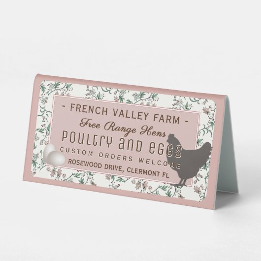 Plaque De Table Egg Étiquette Botanique Hen Eggs Rose Ferme (Recto)