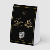 Plaque De Table Eid Mubarak Table Tent Sign with QR Code for Event (Verso)