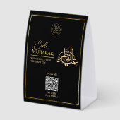 Plaque De Table Eid Mubarak Table Tent Sign with QR Code for Event (Recto)