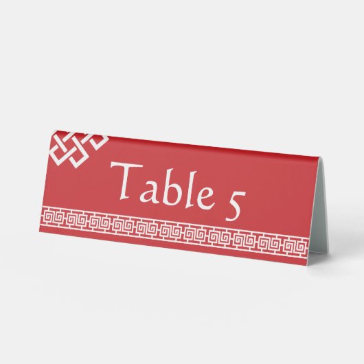 Plaque De Table Élégance Chinoise sur Présentoir de Table Cerise (Recto)