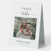 Plaque De Table Élégance Script Photo Mariage Numéro de table Douz (Verso)