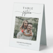 Plaque De Table Elegance Script Photo Mariage Table No Quinze (Recto)
